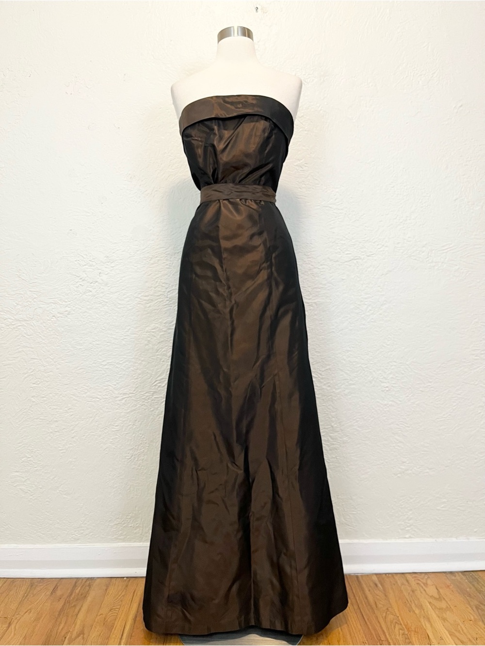 Vintage 90s Vera Wang Dress Gown Brown Copper Bronze Taffeta Formal 10